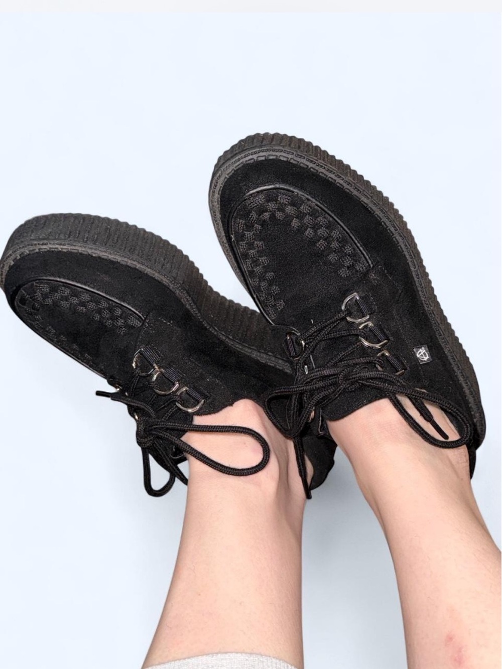T.U.K Black Suede Creeper Lace-Up Boots